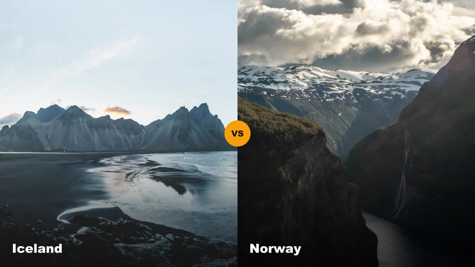 Iceland vs Norway travel comparison nature roads costs 2026