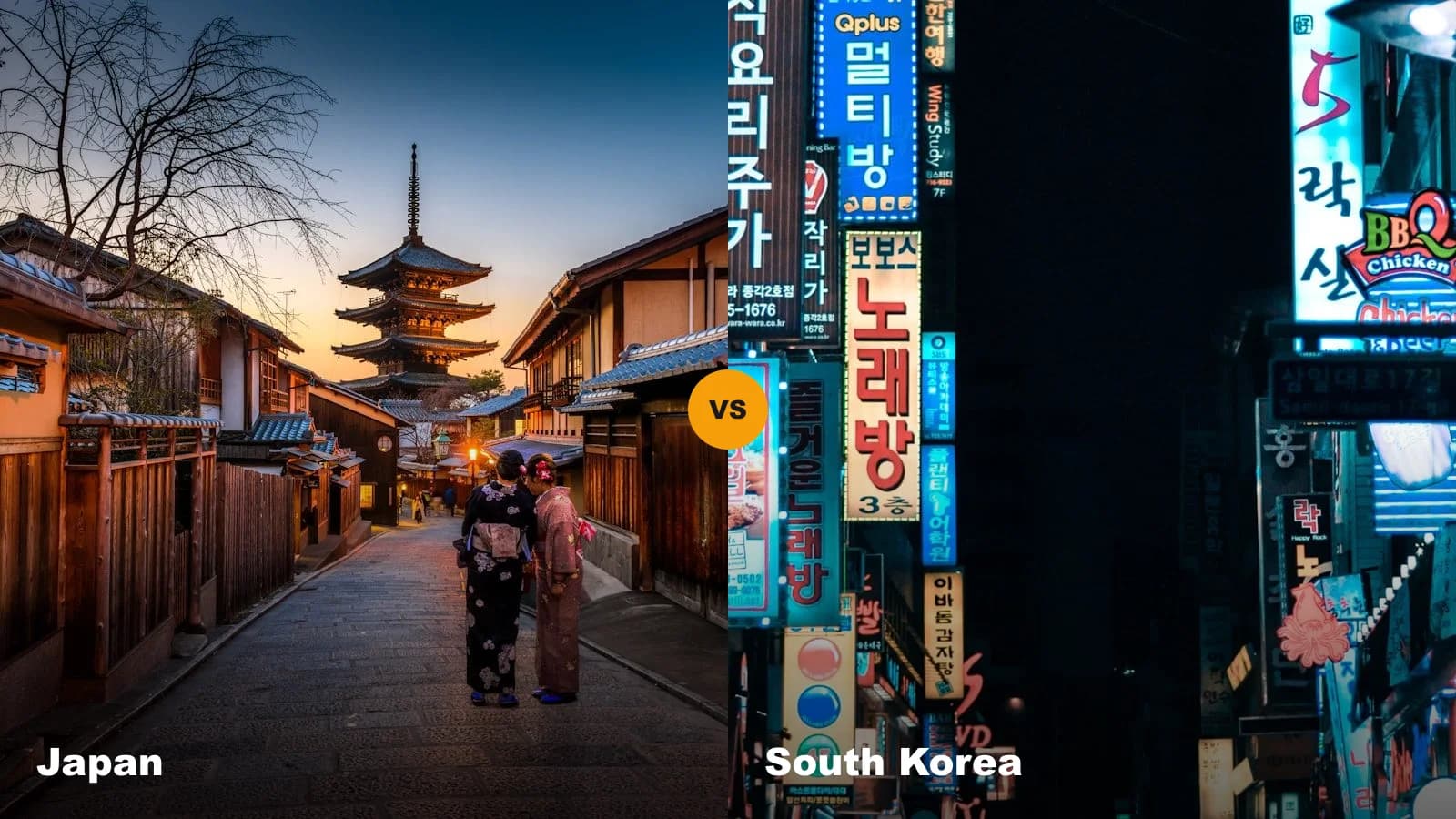 Japan vs South Korea travel comparison cities food nightlife costs 2026